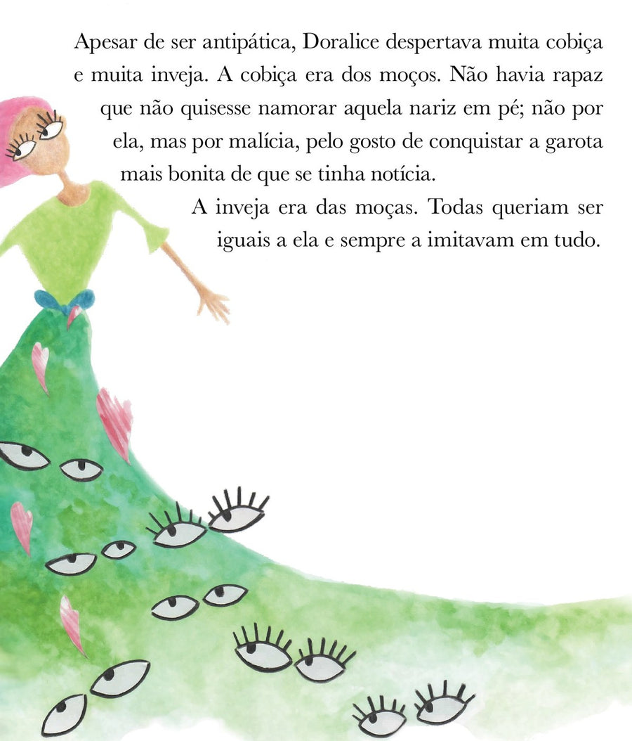 Ilustração do livro A roupa nova de Doralice