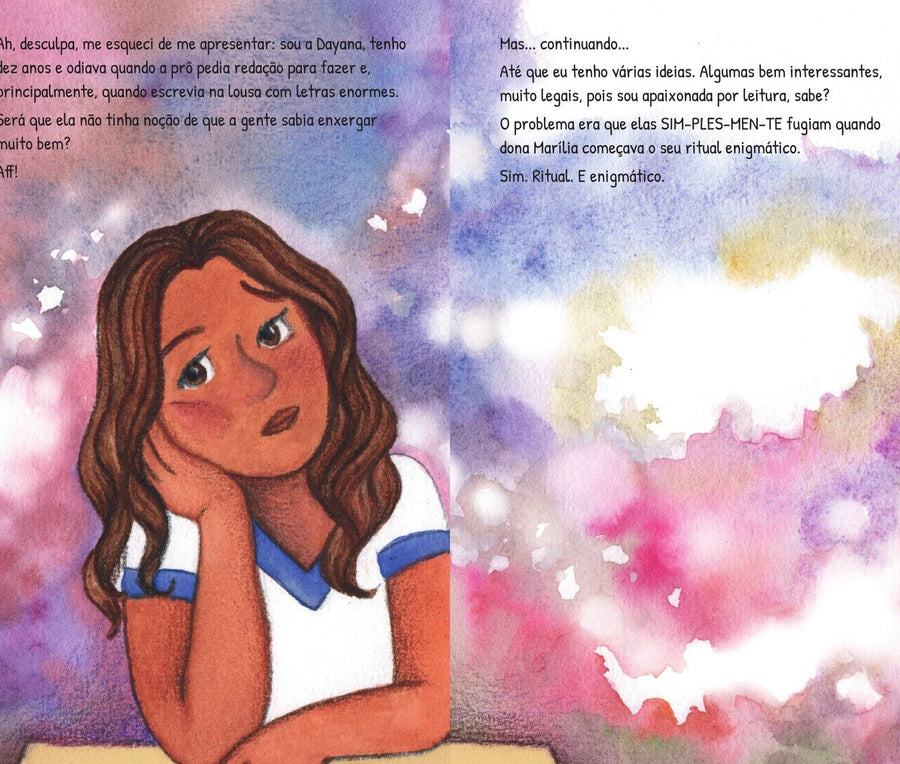 Ilustração do livro Dayana Luz e a aula de redação