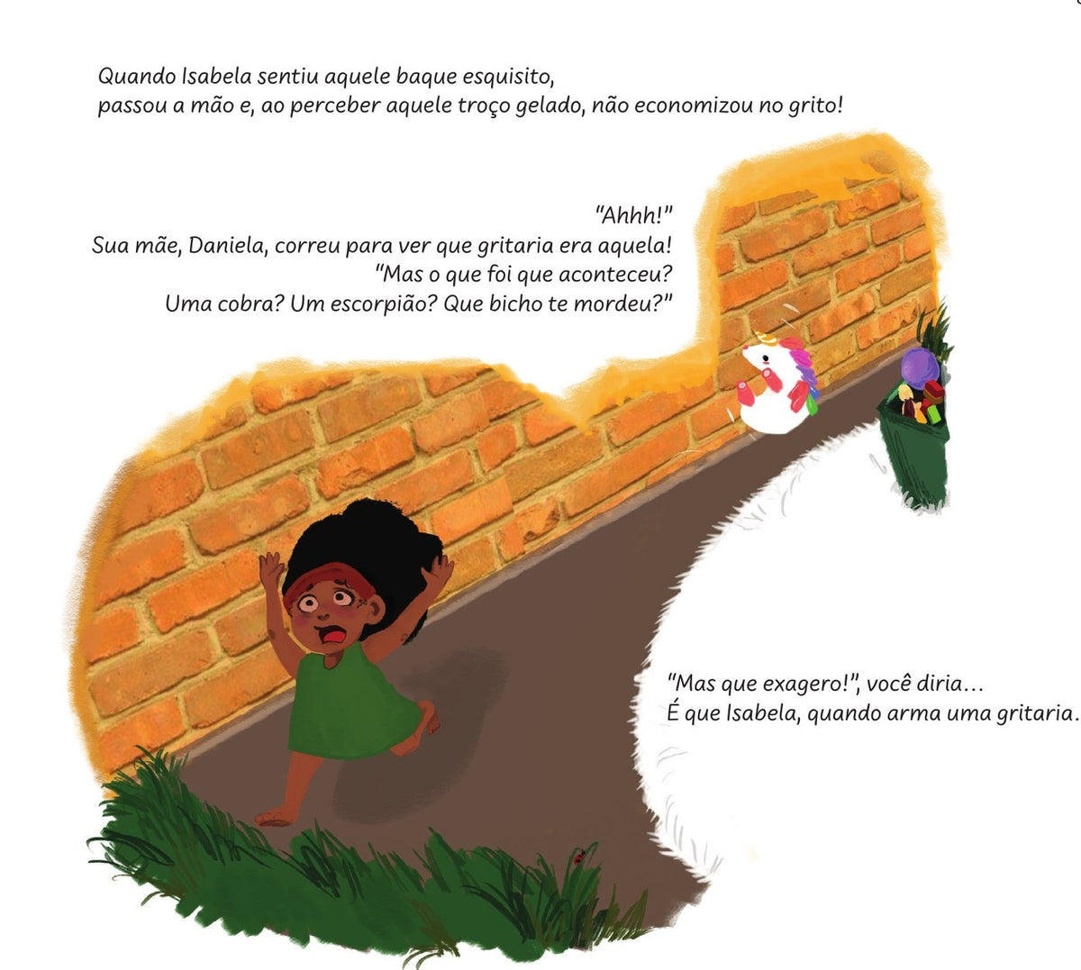 Ilustração do livro Espicha, a lagartixa, e os cabelos de Isabela