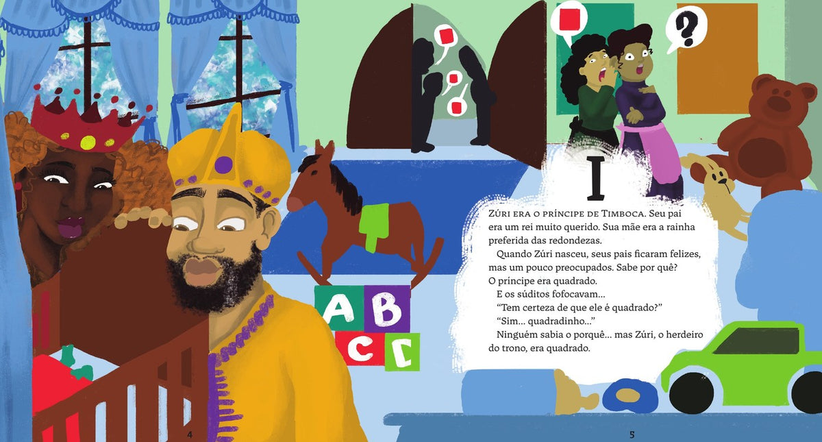 Ilustração do livro O rei que nasceu quadrado