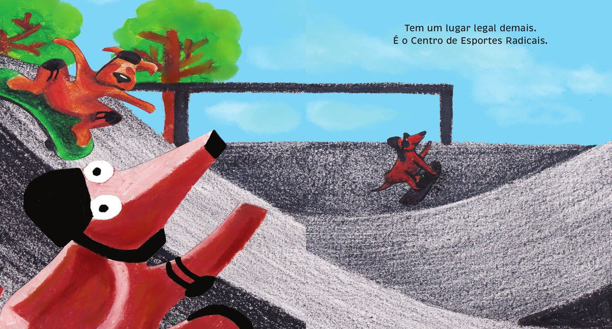 Ilustração do livro Pagode, o cão skatista