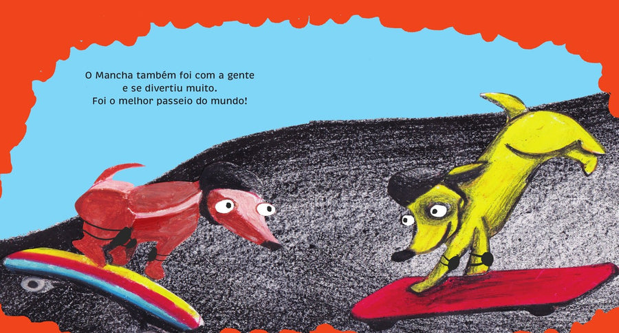 Ilustração do livro Pagode, o cão skatista