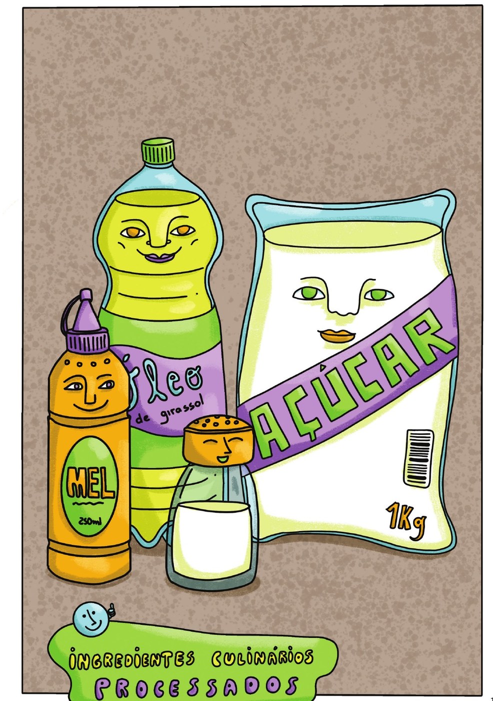 Ilustração do livro Ultra-o-quê? Produtos que imitam comida