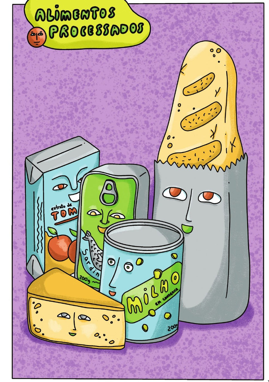 Ilustração do livro Ultra-o-quê? Produtos que imitam comida